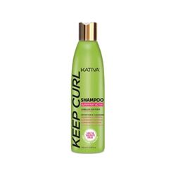 Kativa Keep Curl Shampoo Cabelos com caracóis naturais ou permanente de 250 ml | Cabelo encaracolado, definição e limpeza, champô sem sulfatos nem para-cabeços, Sumo de Kiwi e laranja