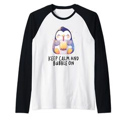 Mantieni la calma e fai bolle, Pinguin, Bubble Tea Maglia con Maniche Raglan