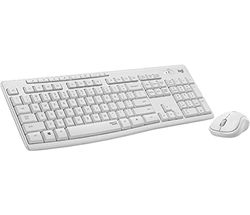 Logitech MK295 Kit Mouse e Tastiera Wireless, Layout Inglese QWERTY, Bianco