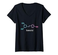 Donna Resveratrolo Formula Molecolare Amanti di chimica e biologia Maglietta con Collo a V