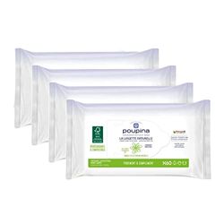 POUPINA - Natural Baby Wipes x 60 - Fragrance Free, Hypoallergenic - Moisturising and Protective - 100% Natural Plastic Fibre - Vegan - 99.6% Natural Ingredients - Pack of 4