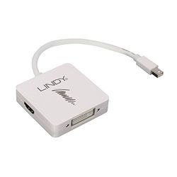Lindy 41039 Adattatore Mini-DP a HDMI 4K30/DVI/DP 4K60, Bianco