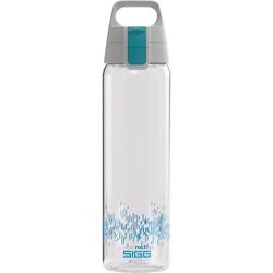 Sigg Total Clear ONE MyPlanet Aqua Botella cantimplora (0.75 L), botella hermética sin BPA, fuerte botella de plástico tritán con filtro para frutas
