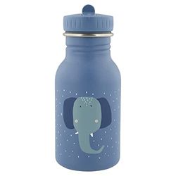 Trixie Drinking Bottle - Mrs. Elephant - 350ml Stainless Steel Water Bottle for Kids - Blue - Leakproof - Eco-Friendly and BPA-Free