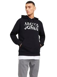 JACK & JONES Jjejeff Corp Logo Sweat Hood Sn, zwart/detail: bloem, XS