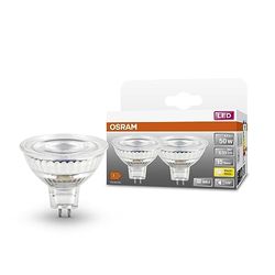 OSRAM LED SPOT MR16 50 12V LED-reflektorpære, GU5.3 sokkel, 2-pak, 6,5W, 630lm, 2700K, varmt hvidt lys, meget lavt energiforbrug, lang levetid, ingen opvarmningstid