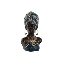 Home ESPRIT Decoratief figuur, blauw, zwart, goud, Afrika, 23 x 17 x 39 cm