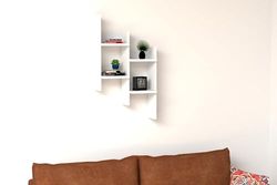 Hanah Home Scandinavian Wandplank, wit, 49,4 x 85 x 14,5 cm, 100% melamine gecoat, deeltjesbord, 18 mm dik, stijlvolle en functionele opslagoplossing