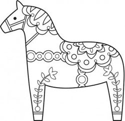 Wooden Stamp Folk Horse 58 x 60