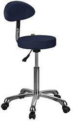 GIMA - Sgabello con schienale e seduta imbottita in finta pelle Ø 34 cm, altezza regolabile, blu avio, 45245