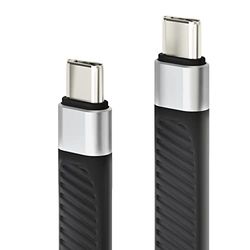 conecto, USB-C naar USB-C gegevens en oplaadkabel, USB 4, Gen 3, snellaadfunctie, E-marker, 5A/100W, 40GB/s, 8K 60Hz, achterwaarts compatibel, aluminium behuizing, PVC-mantel, zwart, 0,13 m