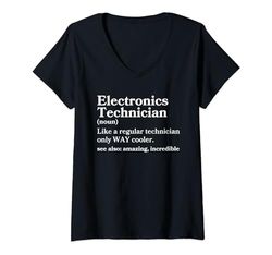 Donna Definizione di tecnico elettronico divertente Maglietta con Collo a V