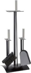 Valo Juego de Utensilios para Chimenea Oslo (3 piezas, incluye escoba para chimenea, pala y gancho, conjunto de chimenea, soporte, negro con mangos de acero inoxidable) VK000308