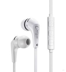 Carry-on EB50 Bedrade oortelefoon, in-ear hoofdtelefoon, knoopvrije kabel, microfoon, draagtasje en oordopjes, voor laptop, tablet, iPad, telefoon, gaming - Wit