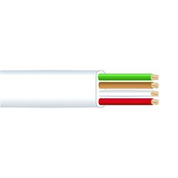 Zarivy Cavo telefonico piatto 4 vie bianco, ideale per connessioni di rete e comunicazione in installazioni interne.