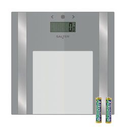 Salter 9158 SV3R Ultra Slim Glass Analyser Scale, 180 KG Maximum Capacity, Measures Weight, Body Fat/Water, BMI, Athlete Mode, 8 User Memory, Carpet Feet, Batteries Included, Silver