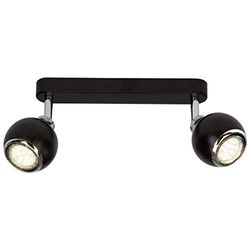 BRILLIANT lampa Ina LED spot bar 2-flammar svart/krom | 2x LED-PAR51, GU10, 3W LED-reflektorlampor ingår, (250lm, 3000K) | Skala A ++ till E | Svängbara huvuden