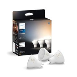 Philips Hue White Ambiance, Faretto LED Smart GU10, Luce Bianca da calda a fredda, 400lm, Compatibile con Bluetooth, controllo vocale con Alexa, Apple Home e Google Assistant, pack da 3