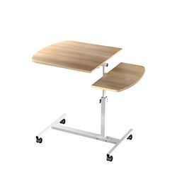 Wintem Verstelbaar bureau van 60 x 40 cm met 4 wieltjes, ruim en comfortabel rek, in hoogte verstelbaar tussen 60 en 90 cm, comfortabel en stabiel, ruimtebesparend ontwerp, geschikt voor kleine