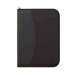 Smead Nylon Covered Pad Folio, Zipper Closure, Letter Size, Black, Includes Lined Notepad (85845)
