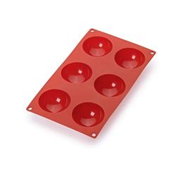 Lékué Halfronde bakvorm, siliconen, rood, 6 holtes