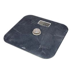 Lacor - 61742 - Bathroom Scale with EcoMove Marble Effect System, Extra Flat Tempered Glass 5 mm, LCD Display, Measures 31 x 29 x 5 cm