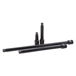 SUNEX Tools 2504 – Lot de 4 rallonges à impact de 1,27 cm, SAE, 7,6 à 38,1 cm, acier Cr-Mo, design d'angle radial, entraînement oscillant, retenue de bille en acier, marquages double taille, avec