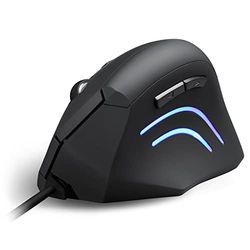 Perixx PERIMICE-508 Rato ergonómico vertical com cabo USB - 5 botões programáveis - 1000/1600 DPI – design para destro