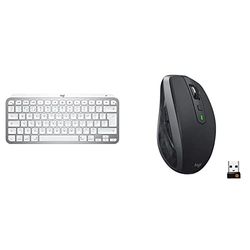 Logitech MX Keys Mini & MX Anywhere 2S Wireless Mouse, Multi-Device, Bluetooth and 2.4 GHz with USB Unifying Receiver, laptop/PC/Mac/iPad OS - Graphite Black.