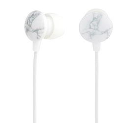 Maxim EE1593MAXWHTPRTNL - Auricolari in-ear con filo, auricolari extra inclusi, 3,5 mm, auricolari per telefono, iOS, Android, laptop, giochi, viaggi, motivo bianco, cavo da 1,2 m, auricolari in gomma