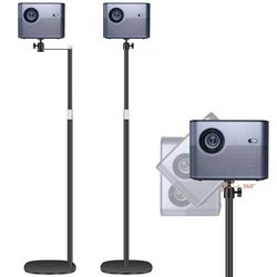 POLESTO Support de Projecteur en métal, Hauteur réglable de 90 à 126cm avec Rotation d'angle à 360°, Peu encombrant, Supporte jusqu'à 5 kg, Compatible avec Projecteur, Appareils Photo