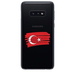 Zokko Samsung S10E Turkiet flagga fodral - mjukt genomskinligt bläck vitt