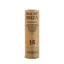 Sol De Ibiza Plastic Free Bálsamo labial SPF15 - Ingredientes Naturales - Óxido de Zinc Non Nano - Vegano - Adultos & Niños - 5g