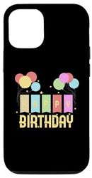 Carcasa para iPhone 13 Pro Feliz cumpleaños con globos y velas.