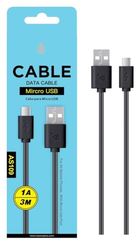 Watio Wave Cable USB - cable de 3 metros de longitud, color negro, con conector micro USB, ideal para carga y transferencia de datos.