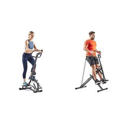 Sunny Health & Fitness Stair Stepper w/Handlebar, Extended Step Range Machine for Climbing Exercise + Upright Row-N-Ride, Versatile Full-Body Workout Squat Assist Trainer