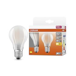 OSRAM LED STAR KLASSISK A75 LED-lampe til E27-stik, pæreform, Matt Glass, 1055 Lumen, Warm White (2700K), udskiftning til konventionelle 75W pærer, ikke dæmpbar, 2-pack