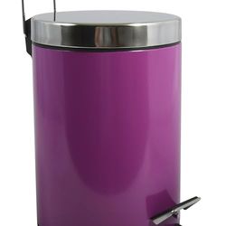 MSV - Poubelle Cosmétique Salle de Bain - Acier Inoxydable avec Seau Intérieur Amovible - Poubelle à Pédale Élégante - Compacte et Pratique - Violet - 3L