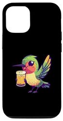 Carcasa para iPhone 14 Pro Colibrí Bebiendo Cerveza Comic