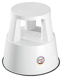 Wedo Rolkruk Step van kunststof, onbreekbaar, oprolbare opstapkruk, TÜV-getest, Made in Germany, hoogte 43 cm, draagkracht 150 kg, wit