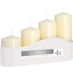 3x Set of 4 Pillar Candles 50mm (11/16/22/33H) - Ivory