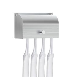 Linkidea Support Mural pour Brosse à Dents avec Couvercle pour Salle de Bain, Douche, Support Mural Autocollant en Acier Inoxydable (4 emplacements)