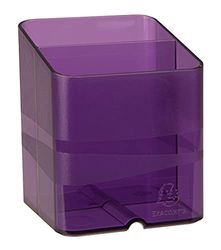 Exacompta - Ref 67719D - Chromaline Collection - Pen-Cube Pen Pot - 74 x 74 x 93mm, 2 Sections for Pens & Pencils, Space-Saving Solution for Offices - Translucent Purple