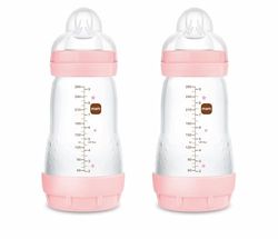 MWM Easy Start Anti-Colic A138, gepatenteerde stofzuiger van SkinsoftTM siliconen, ultrazacht, voor baby's vanaf 2 maanden, Roze, 2 Stuks (1 pak), zelfsteriliseerbaar in 3 minuten, 260 ml,2 Unidad (Pakketten van 1), Purper