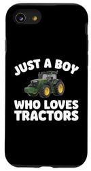 Just A Boy Who Loves Tractors - Green Tractor Farmer Kids Case for iPhone SE (2020) / 7 / 8
