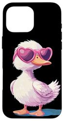 Anatra felice con cuore e bella occhiali da sole Custodia per iPhone 16 Pro Max