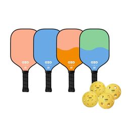 OZO Pickleball - Set di 4 Racchette, 4 Palline e Borsa - 2xSpark Fusion Essence (Ibrida) 2xSpark Inceptra Gelato (Controllo) per Principianti + 4 Palline (per Esterno ed Interno) Approvate USAPA