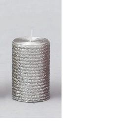 Euronatale Cilinderkaars GLITT. Zilver 5 x 7,5 cm, zoals foto, uniek