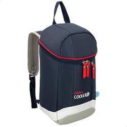 AKTIVE Nevera blanda térmica 9 L, Mochila porta alimentos para playa, Picnic, Camping o trabajo, Con aislamiento térmico, Bolsillo delantero, Cremallera doble, Azul marino y blanco (80730)