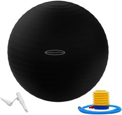 BalanceFrom Anti-burst en slipbestendige oefenbal, yogabal, fitnessbal, geboortebal met snelle pomp, 2 lb capaciteit, zwart, 55,8 cm, M